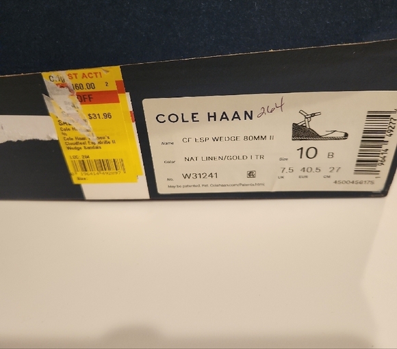 Cole Haan Linen Gold Espadrille Wedges Size 10 NIB - Picture 11 of 13